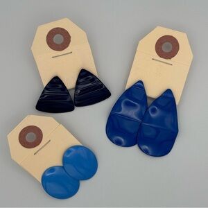 Blue Painted Metal Earring Set (3 pairs)